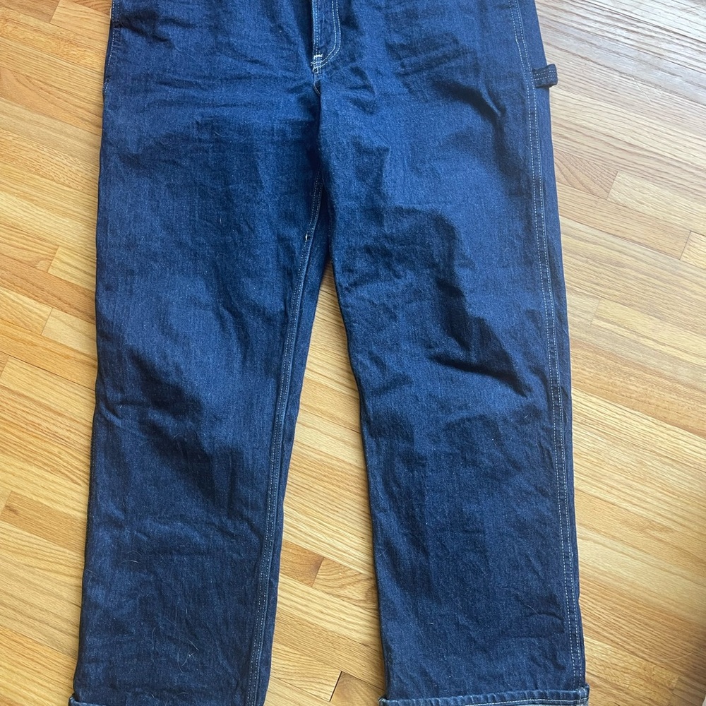 Abercrombie & Fitch Dark Blue Carpenter  Low-Rise Baggy Jeans Size 14 Long